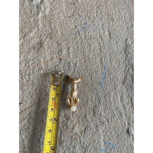 Vintage Marcel Boucher 7871 Siamese Cat Genuine Pearl Pin Brooch Gold Tone - Picture 6 of 7